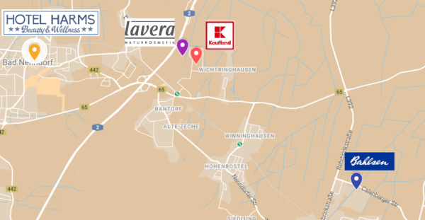 Karte für Geschäftsreisende bekannter Unternehmen in der Nähe des Hotels Harms bei Barsinghausen.